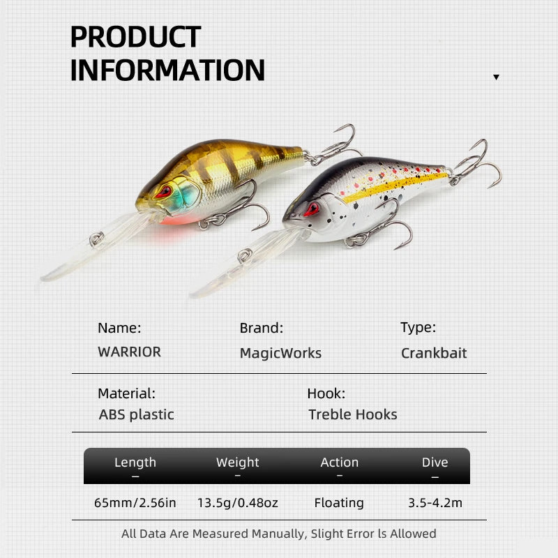 Magic Works 65mm Floating Crankbait | 13.5g Hardbody Fishing Lure