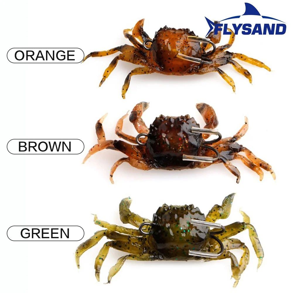 FLYSAND Bionic Crab Soft Lure | Silicone 3D Crab Bait with Hook | 1pc Jig Head Lure