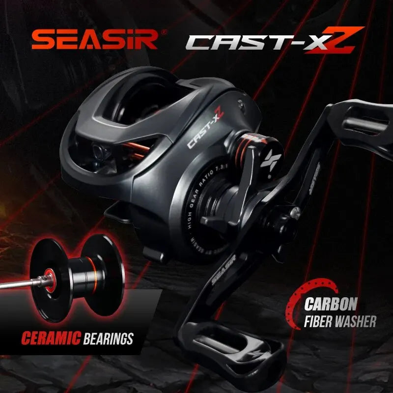 SEASIR Cast X2 Baitcasting Reel | 7.3:1 High-Speed | Hybrid Ceramic Bearings | Carbon Drag System