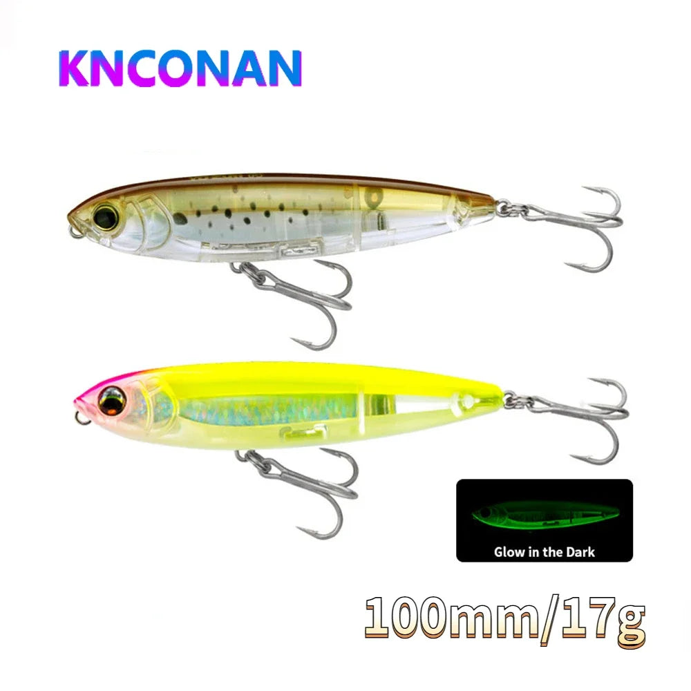 KNCONAN 100mm Topwater Pencil Lure | 17g Floating Walk-The-Dog Hardbody