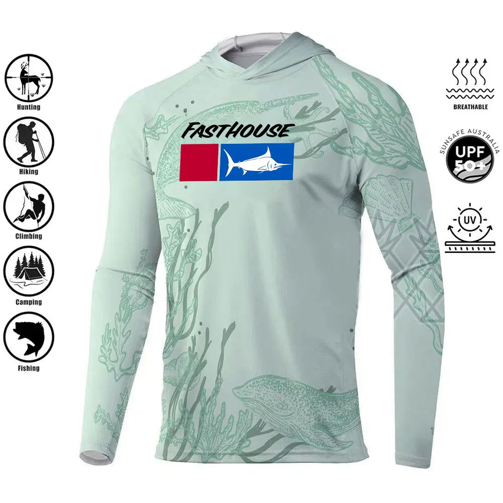 UPF 50+ Australian Summer Fishing Hoodie | Sun Safe Quick-Dry Long Sleeve Shirt