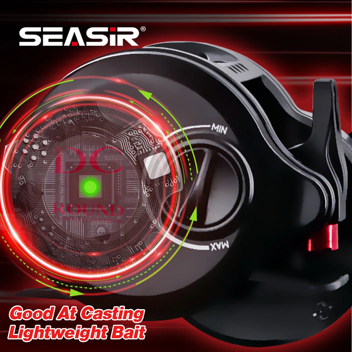 SEASIR DC-ROUND Baitcasting Reel | Brass Gear Drum Reel | Long Cast Saltwater Baitcaster | 164g