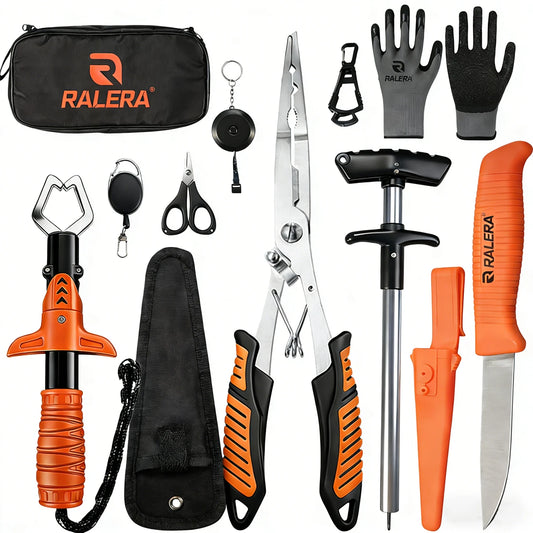 Compete Lure Fishing Tool Set | Fish Gripper, Pliers, Hook Remover & Fishing Knife Kit