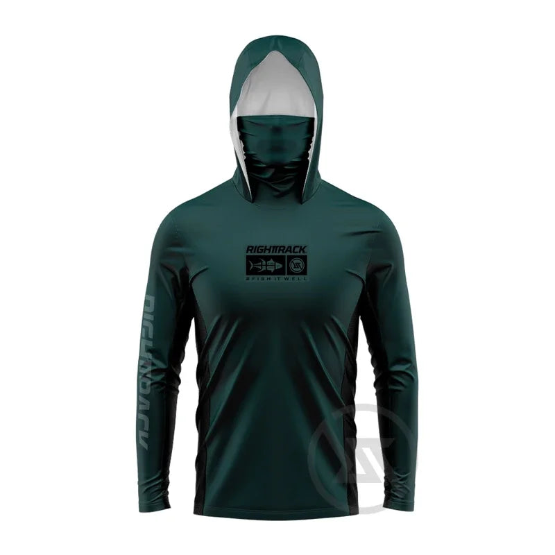 Fishing Hoodie with Built-In Mask – UPF 50+ Sun Protection, Quick-Dry & Breathable Fabric