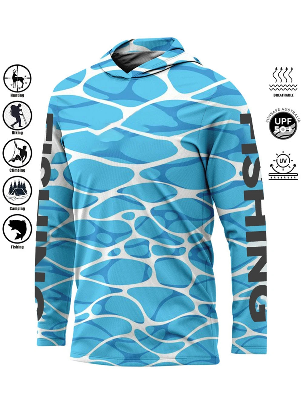 Men’s UPF50+ Fishing Hoodie | Quick-Dry Breathable Long Sleeve Fishing Shirt