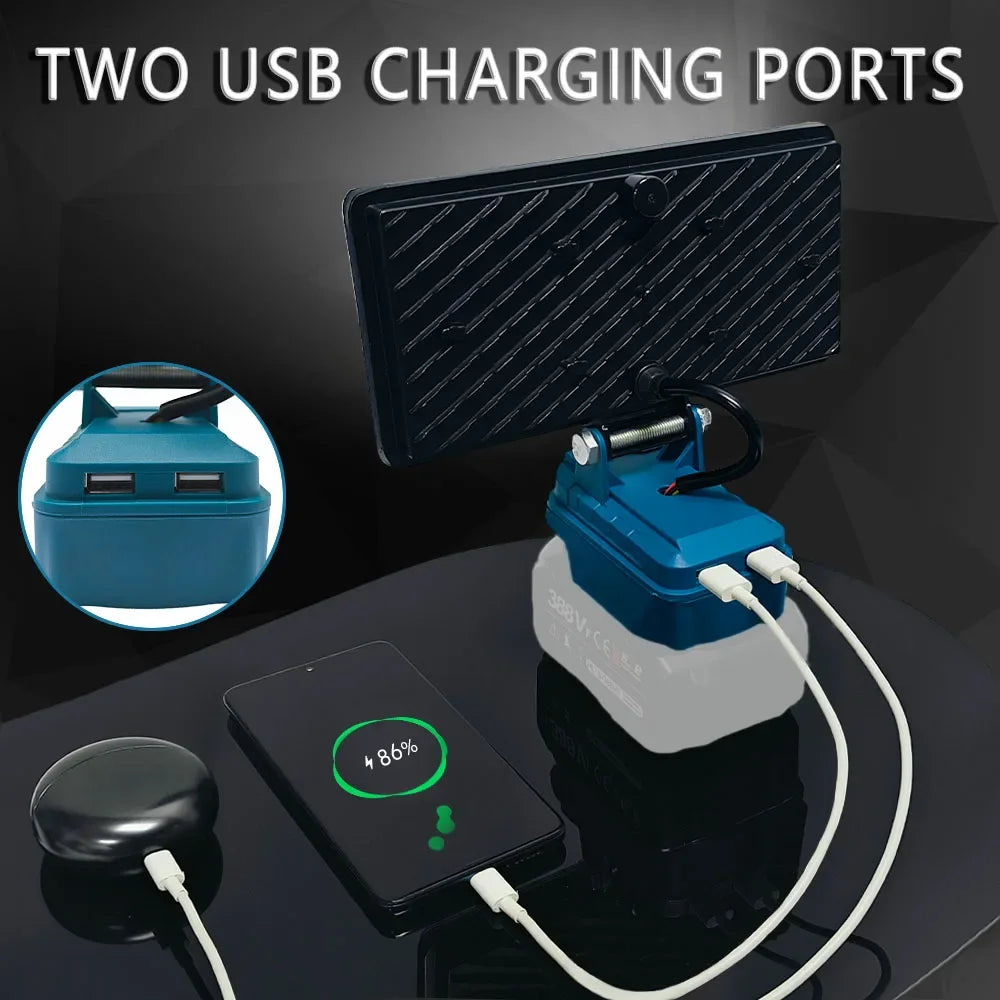 18V LED Work Light For Makita | Portable Battery Lamp with USB | Jobsite & Fishing Light