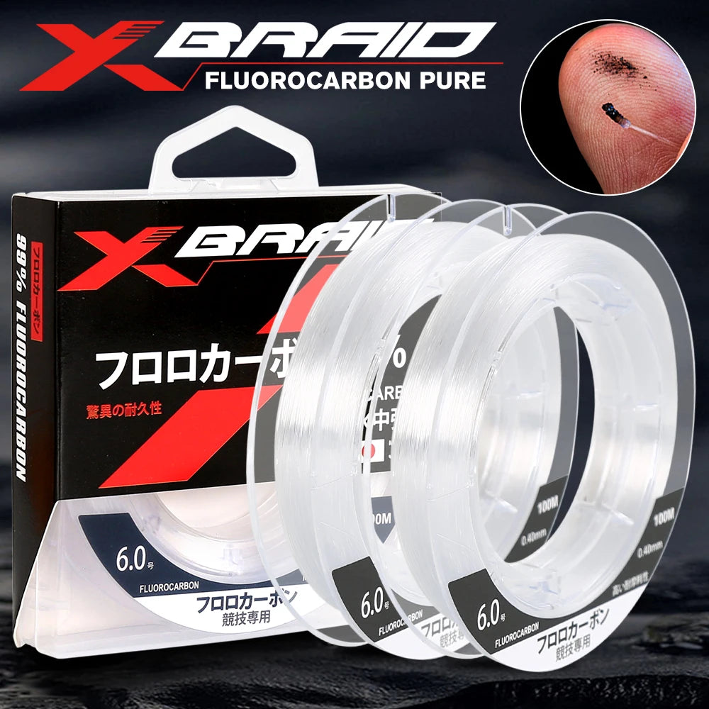 99% Fluorocarbon Fishing Line – 6–24 lb Leader (High Strength, Fast Sinking & Invisible Underwater)