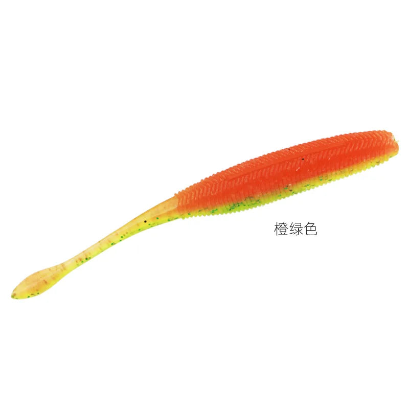 10pcs Stick Worm Soft Plastic Lures | 75mm / 90mm / 110mm Salted Straight Tail Soft Baits