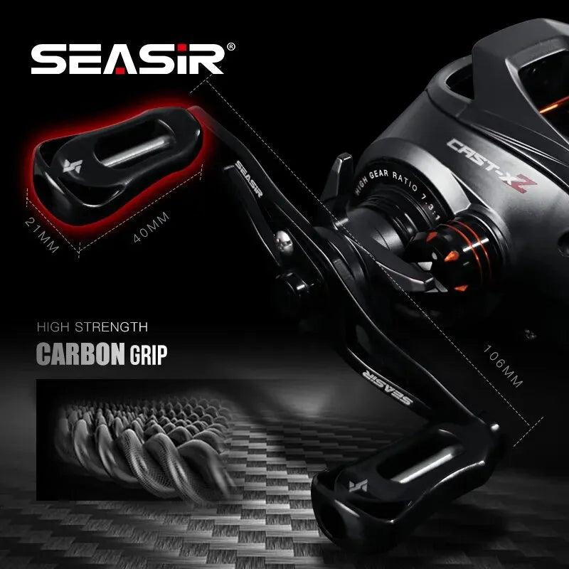 SEASIR Cast X2 Baitcasting Reel | 7.3:1 High-Speed | Hybrid Ceramic Bearings | Carbon Drag System