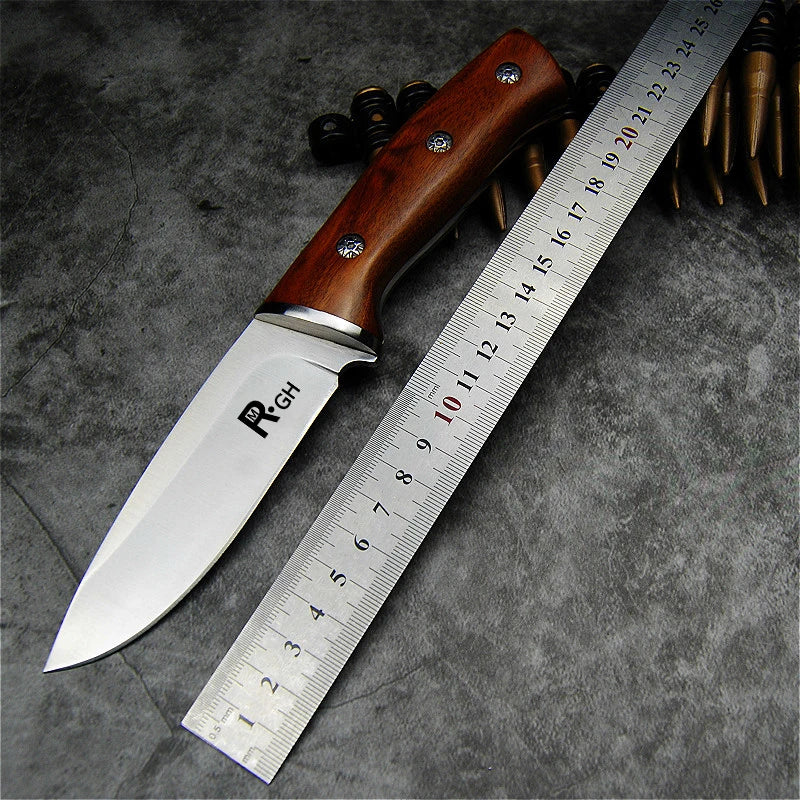 9Cr18Mov Fixed Blade Knife | Mirror Polished | Sandalwood Handle | 21cm