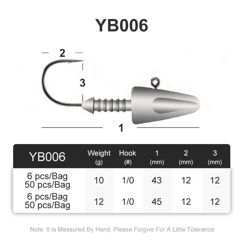 TEASER Bullet Jig Head Hooks | 6 Pack | 3.5–14g | Screw-Lock Soft Plastic Jig Heads