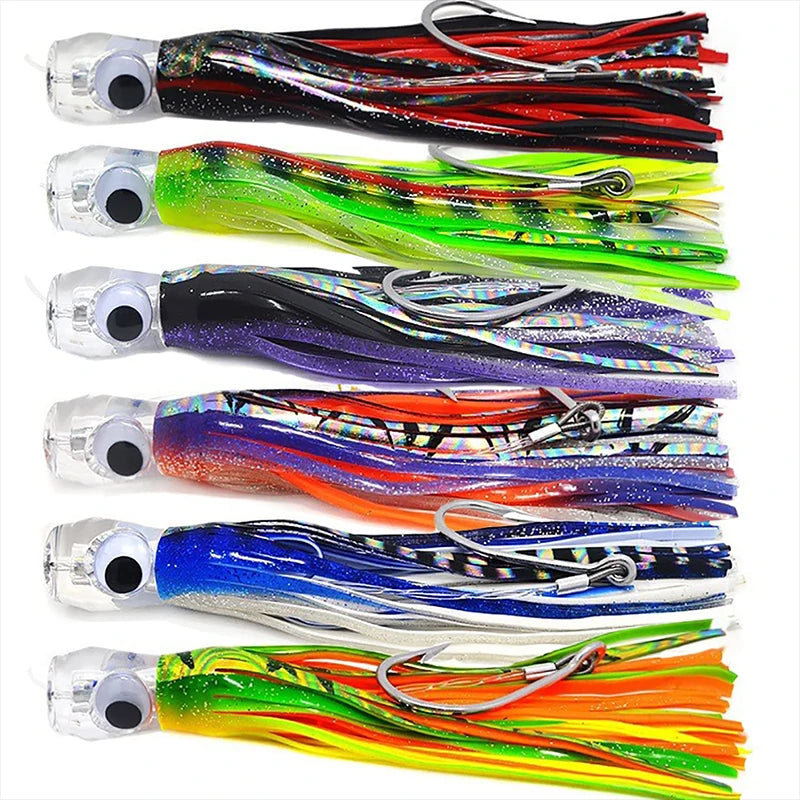 Offshore Skirted Trolling Lures (6-Pack) | Deep Sea Game Fishing Set for Marlin, Tuna, Mahi & Wahoo