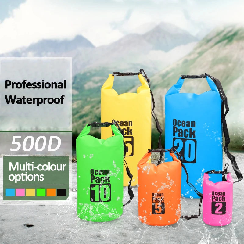 Waterproof Floating Dry Bag | 2L–30L | 500D | Fishing, Boating & Swimming
