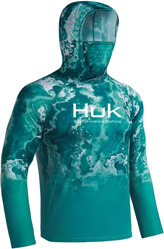 HUK Men’s Long Sleeve Camo Fishing Hoodie – UPF 50+ Sun Protection, Quick-Dry & Breathable
