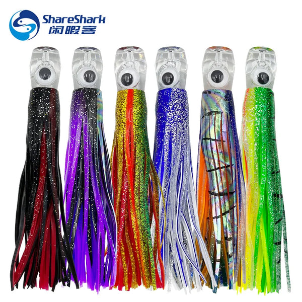 Squid Skirt Trolling Lure – 16 cm & 25 cm Offshore Game Lure (6 Colours, 150 cm Line)