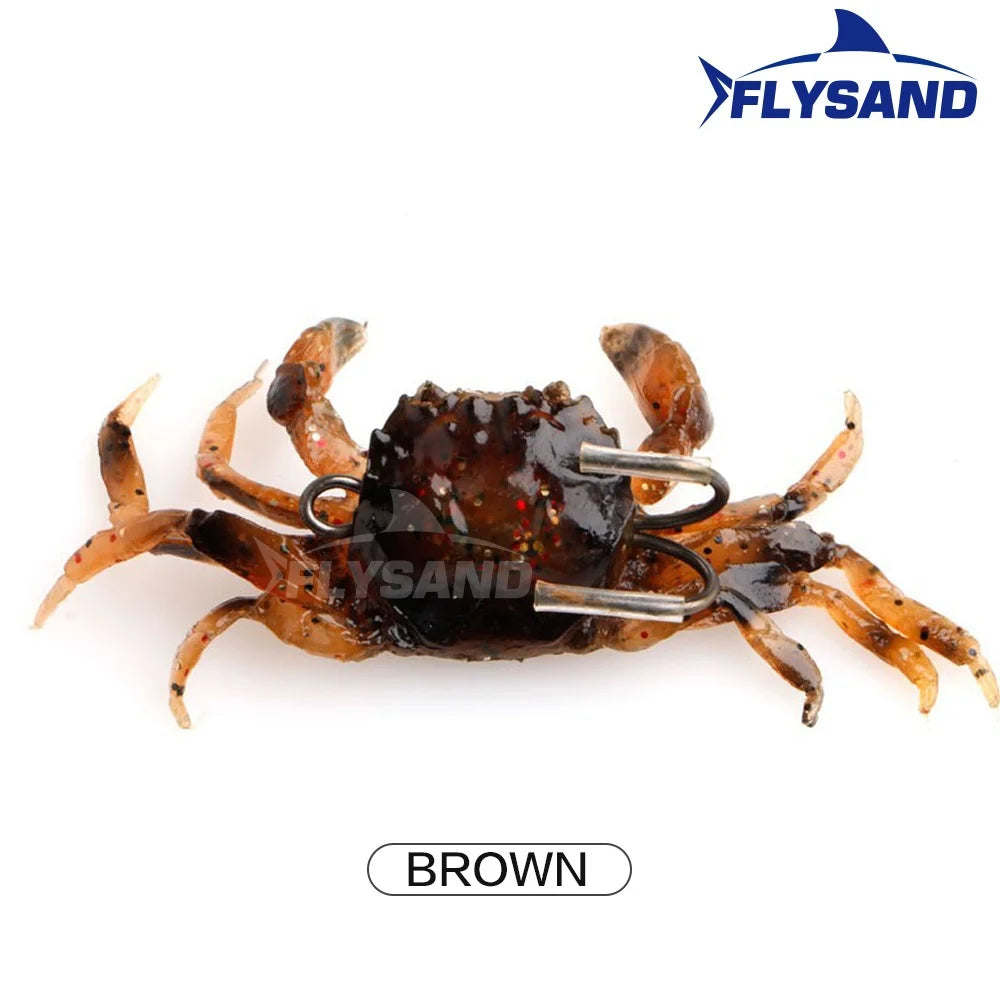FLYSAND Bionic Crab Soft Lure | Silicone 3D Crab Bait with Hook | 1pc Jig Head Lure