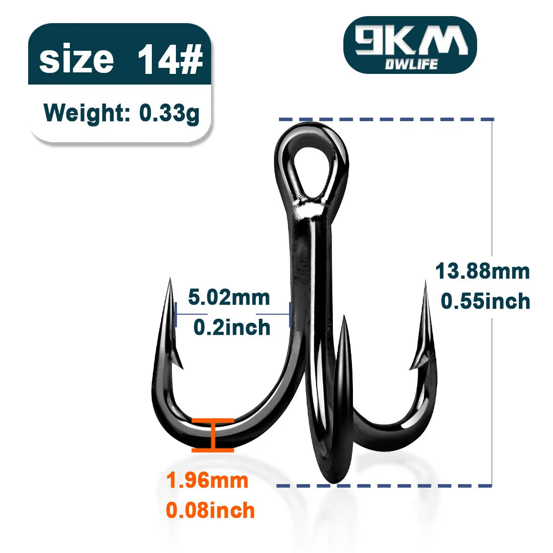 9KM 4X Treble Hooks | High Carbon Steel Barbed Replacement Hooks | 10–30pcs