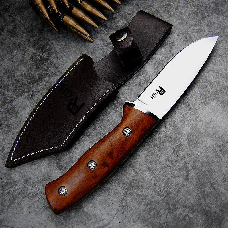 9Cr18Mov Fixed Blade Knife | Mirror Polished | Sandalwood Handle | 21cm
