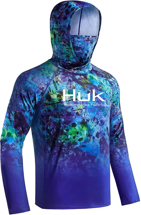 HUK Men’s Long Sleeve Camo Fishing Hoodie – UPF 50+ Sun Protection, Quick-Dry & Breathable