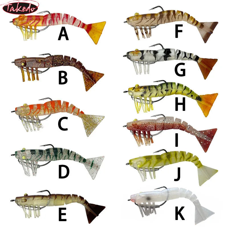 TAKEDO LIVE SHRIMP LV01A Soft Lure | 90mm / 120mm Realistic Prawn Bait | TPR Shrimp Lure