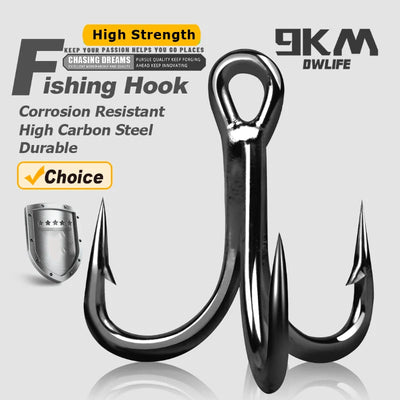 9KM 4X Treble Hooks | High Carbon Steel Barbed Replacement Hooks | 10–30pcs