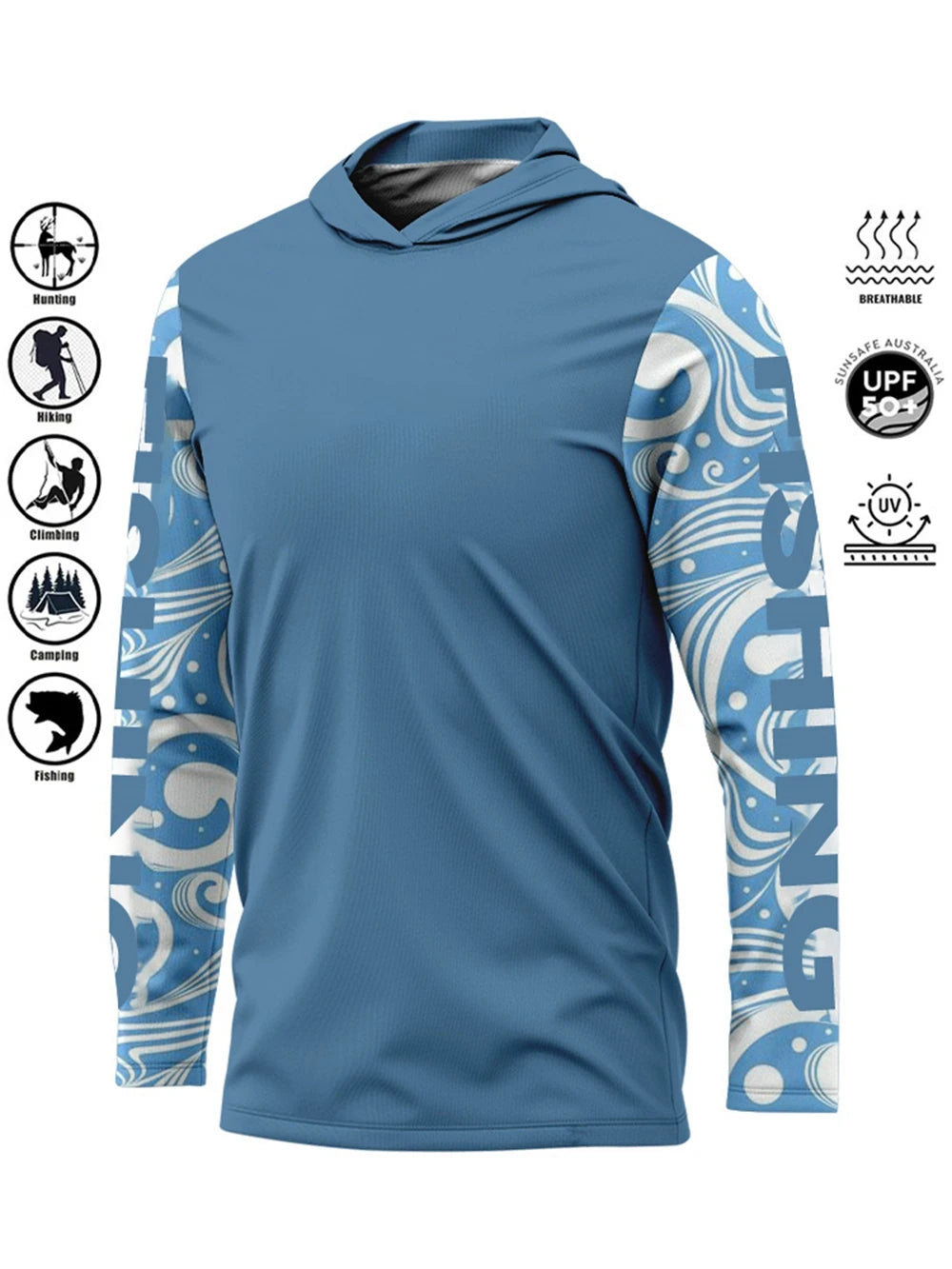 Men’s UPF50+ Fishing Hoodie | Quick-Dry Breathable Long Sleeve Fishing Shirt