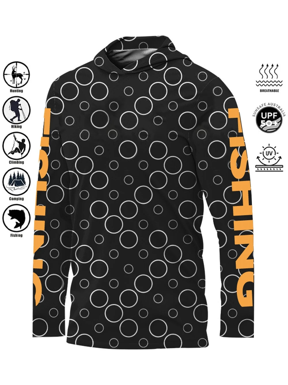 Men’s UPF50+ Fishing Hoodie | Quick-Dry Breathable Long Sleeve Fishing Shirt