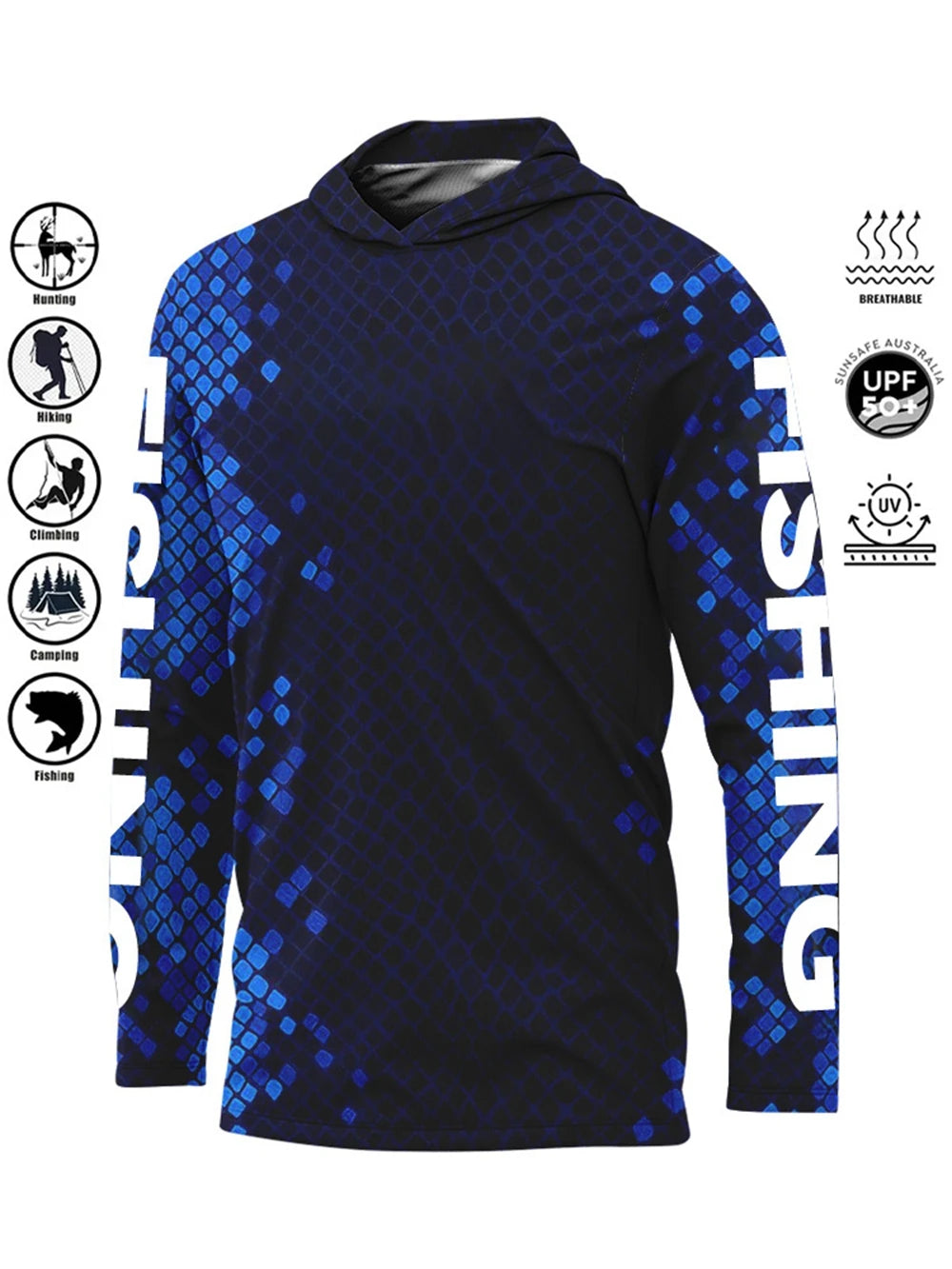 Men’s UPF50+ Fishing Hoodie | Quick-Dry Breathable Long Sleeve Fishing Shirt