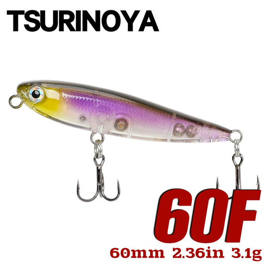 TSURINOYA DW64 Topwater Pencil Lure | 60mm 3.1g Floating Walk-the-Dog Hardbody