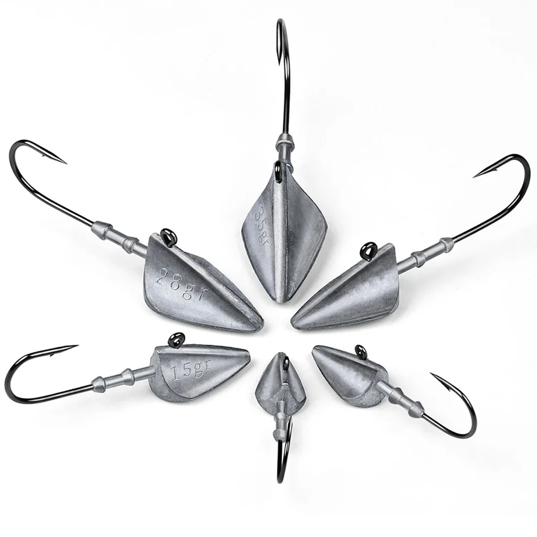 9KM Triangle Jig Head Hook Set | 5pcs | 7g–33g Jig Heads for Saltwater & Freshwater