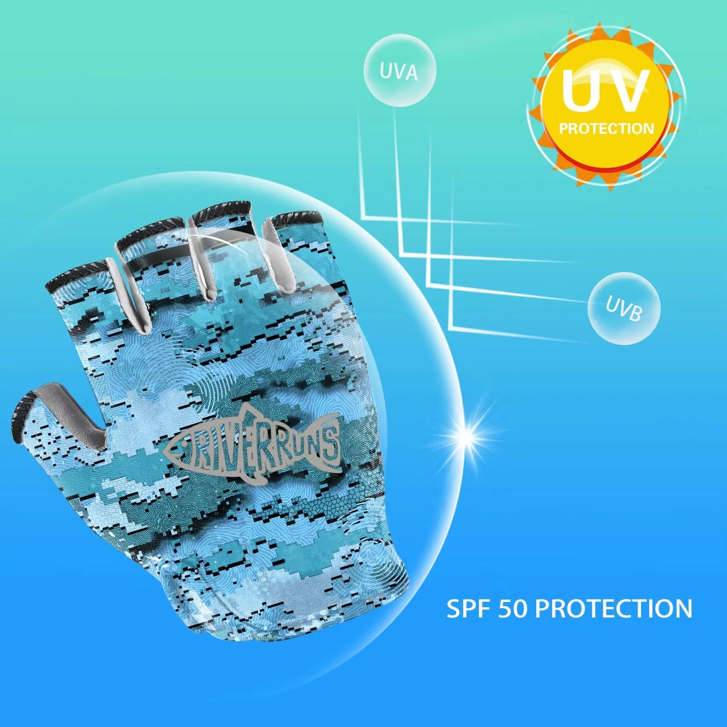 UPF 50+ Fingerless Fishing Gloves | Lightweight Sun Protection Gloves | Non-Slip Grip