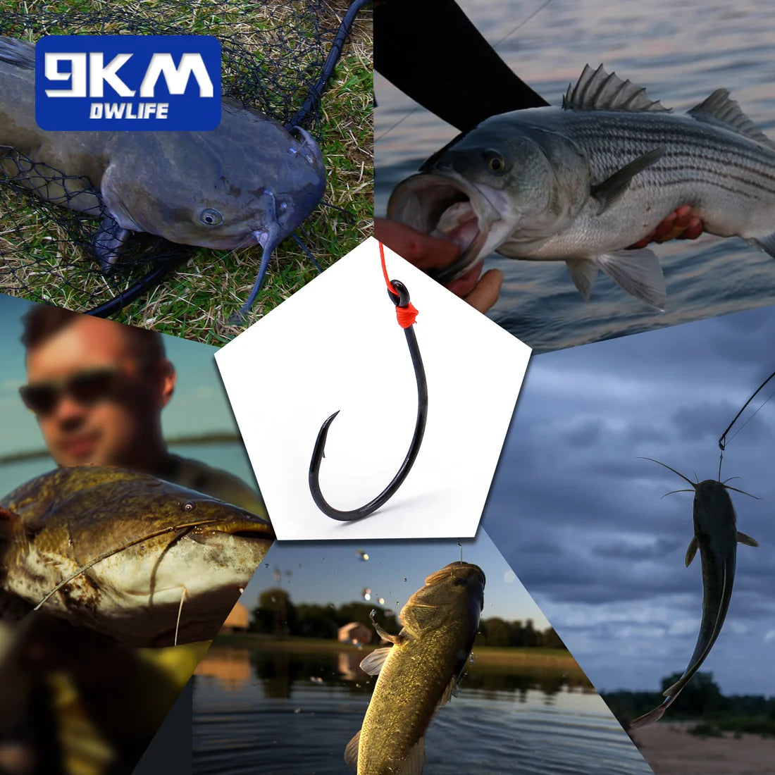 Inline Circle Hooks | Wide Gap Light Wire Saltwater Fishing Hooks | 25–100pcs | Sizes #4 to 7/0