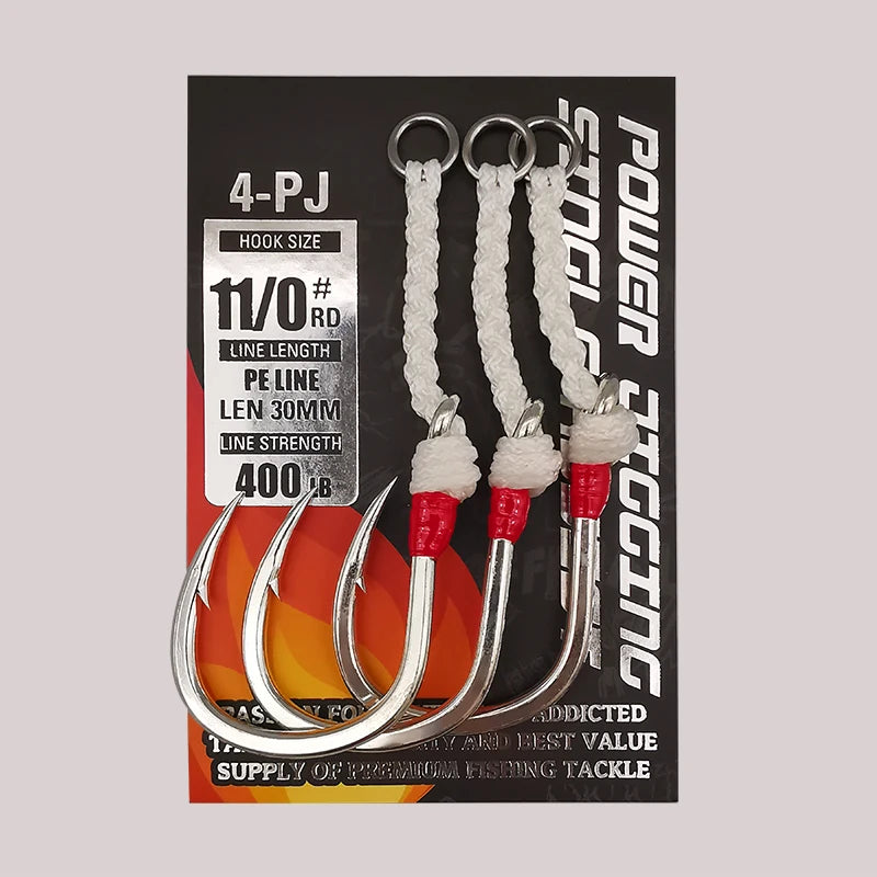 4-PJ Power Jigging Assist Hooks | BKK Single Assist Hooks | Heavy Duty Saltwater Jig Hooks