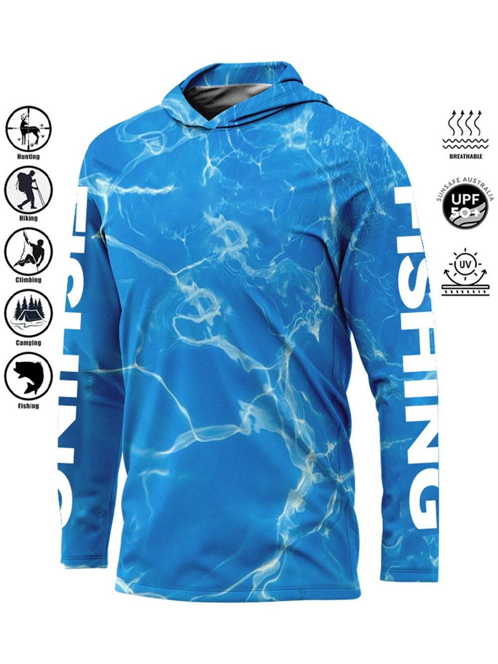 Men’s UPF50+ Fishing Hoodie | Quick-Dry Breathable Long Sleeve Fishing Shirt