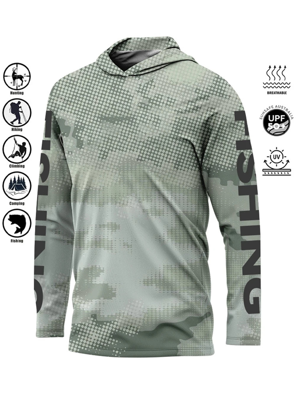 Men’s UPF50+ Fishing Hoodie | Quick-Dry Breathable Long Sleeve Fishing Shirt