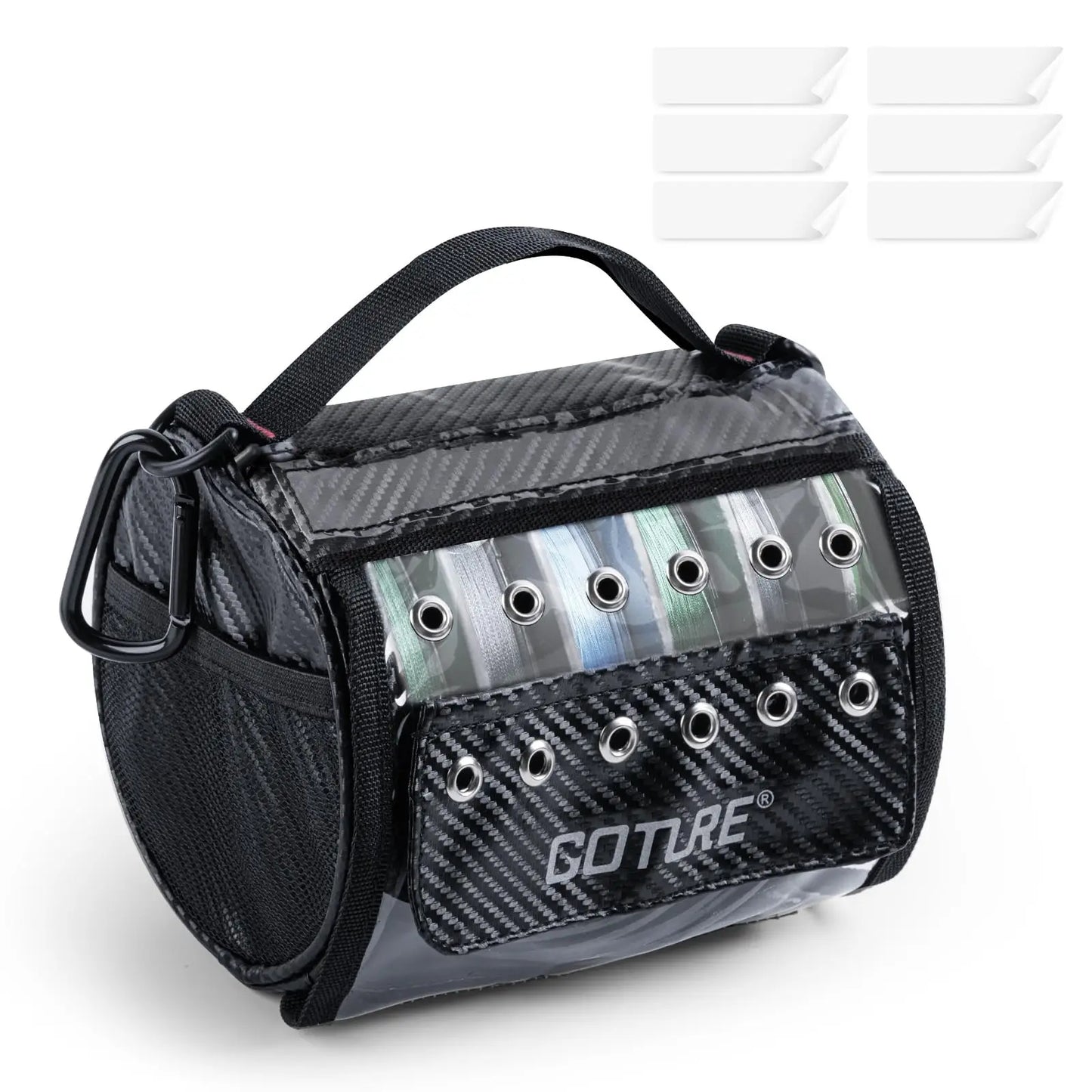 Goture Fishing Line Storage Bag | 3–6 Outlet Holes | Clear Window | Removable Divider | Line Spool Organizer