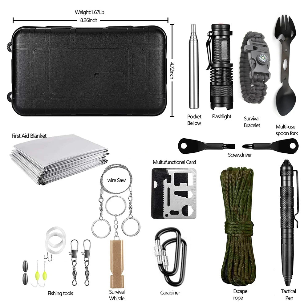 Emergency Survival Kit | Multi-Function First Aid & Outdoor Preparedness Set for Camping & Hiking