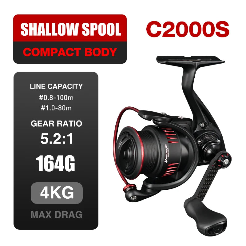 Seasir P-Series Prospec Carbon Fiber Spinning Reel – 9 Bearings, 6.2:1 Gear Ratio (2000 & 3000 Sizes)