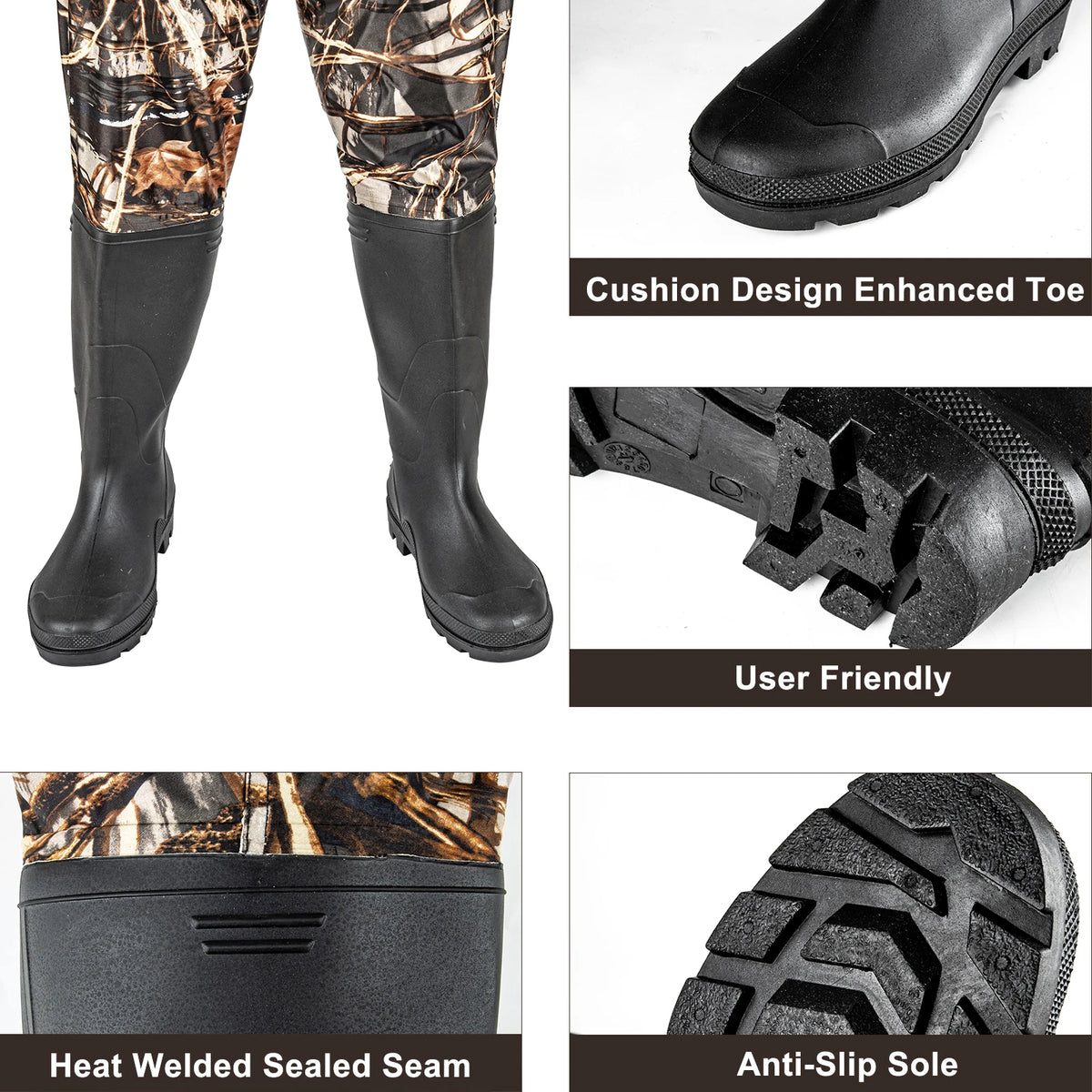 Night Cat Lightweight Waterproof Chest Waders with Boots | Adjustable Fishing Waders | Sizes 6.5–13