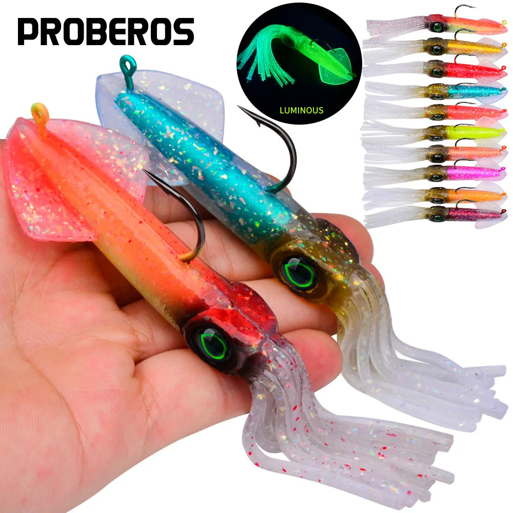 Proberos Luminous Squid Soft Jig | 35.5g / 47.2g | Heavy Lead Hook Swimbait