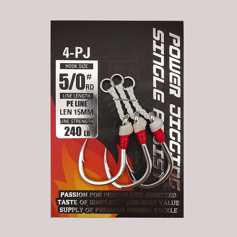 4-PJ Power Jigging Assist Hooks | BKK Single Assist Hooks | Heavy Duty Saltwater Jig Hooks