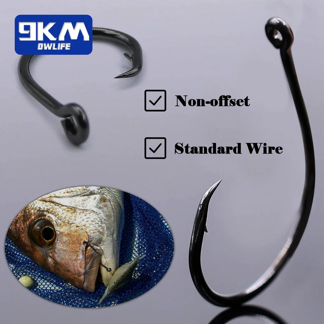 Inline Circle Hooks | Wide Gap Light Wire Saltwater Fishing Hooks | 25–100pcs | Sizes #4 to 7/0