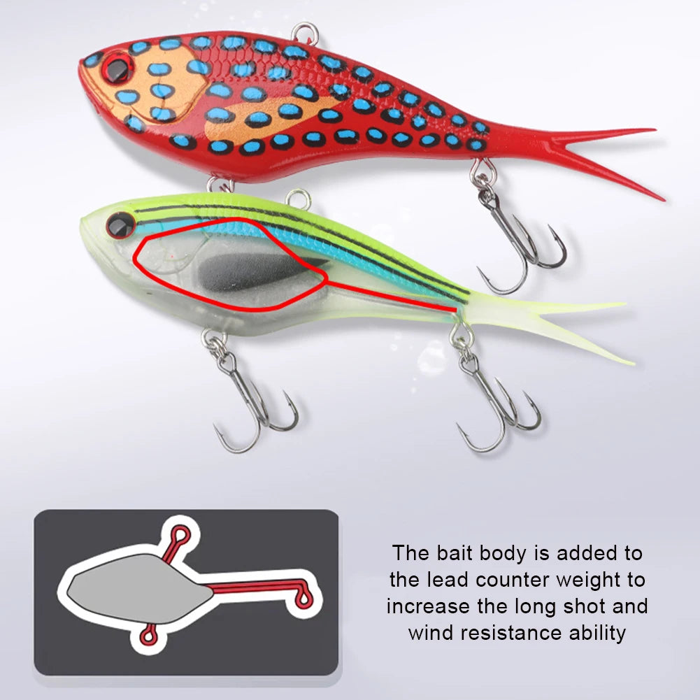 60g Paddle Tail VIB Soft Lure | 13cm Long Casting Leadhead Swimbait