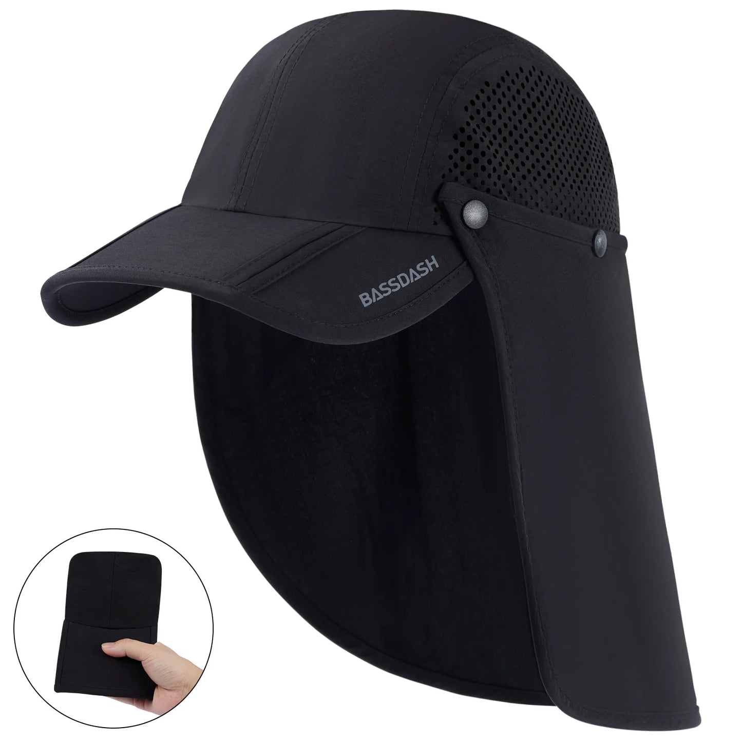 UPF 50+ Foldable Fishing Cap with Removable Neck Flap
