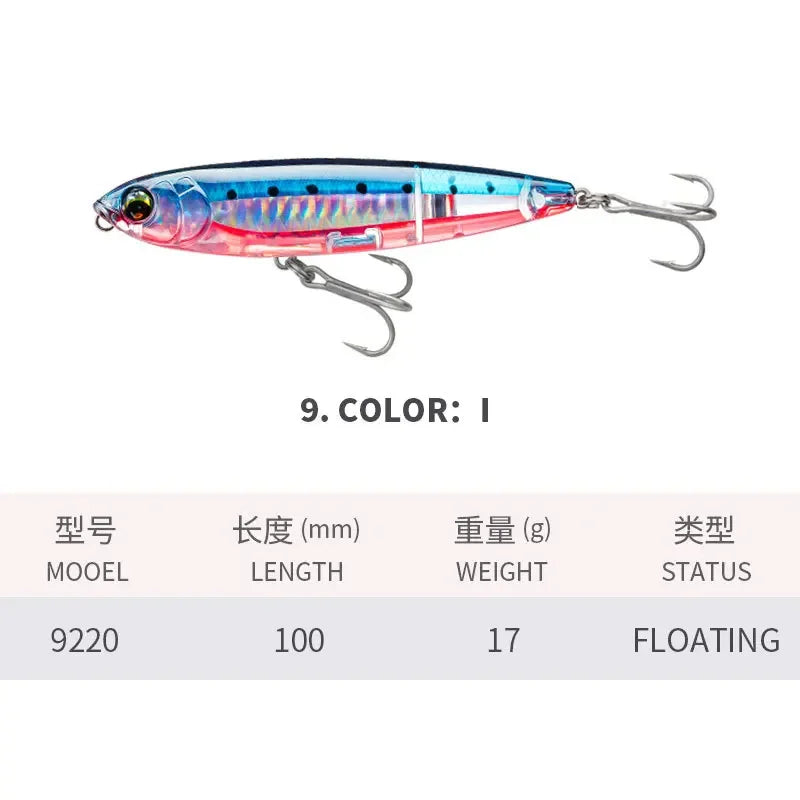 KNCONAN 100mm Topwater Pencil Lure | 17g Floating Walk-The-Dog Hardbody
