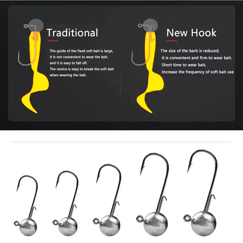 30-Piece Jig Head Hook Set | 1–20g Assorted Weights | Soft Plastic Fishing Hooks