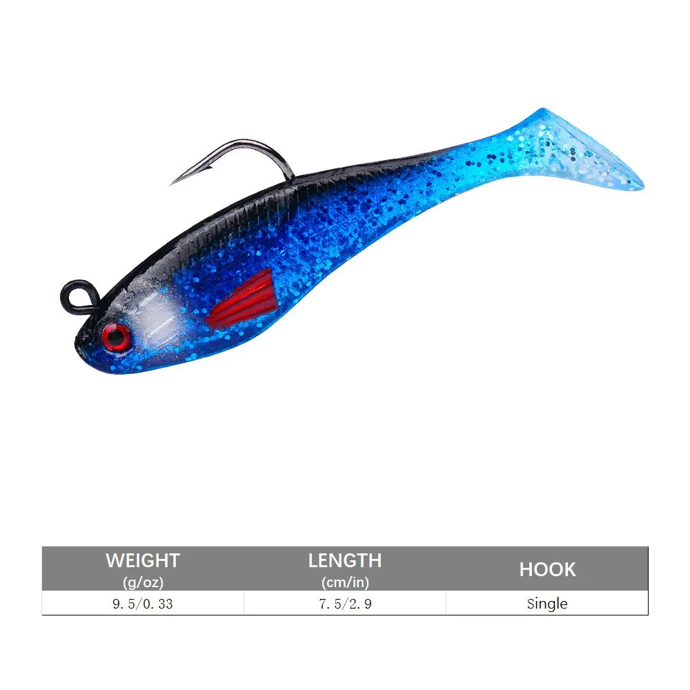 SANMO Curly Tail Soft Lure | 75mm / 85mm Sinking Swimbait | T-Tail Fishing Bait