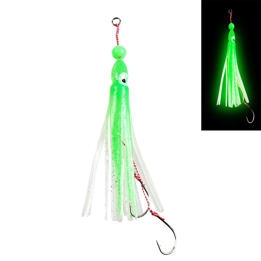 12cm Squid Jig Lure | 10g Octopus Skirt Bait with Double Hook | Saltwater Fishing Lure