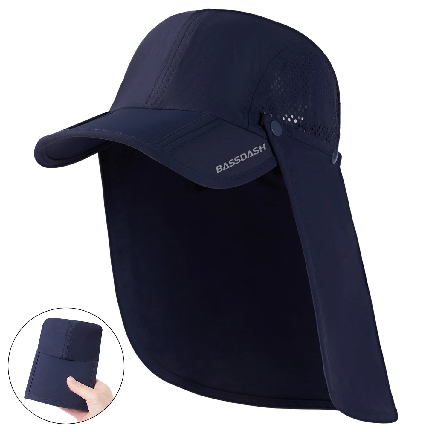 UPF 50+ Foldable Fishing Cap with Removable Neck Flap