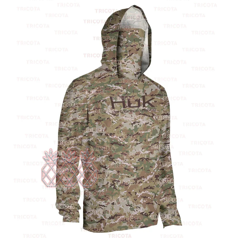 HUK Men’s Long Sleeve Camo Fishing Hoodie – UPF 50+ Sun Protection, Quick-Dry & Breathable